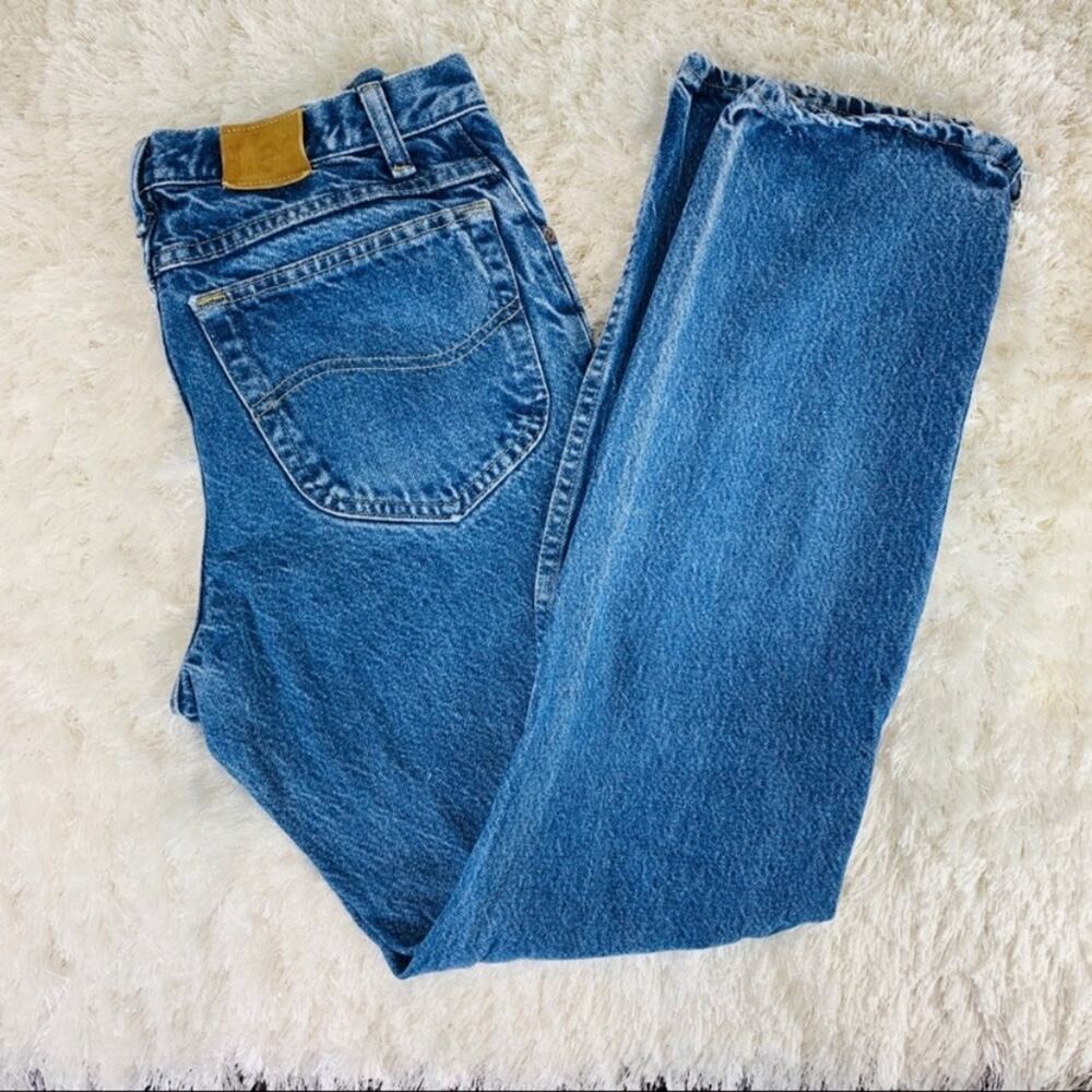 Vintage Lee Leather Patch Riveted Mom Jeans 33 x 32